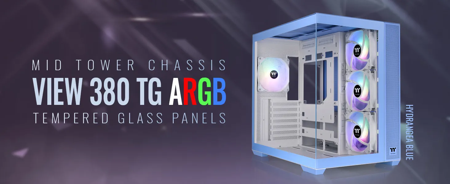 Thermaltake View 380 TG ARGB (ATX) Mid Tower Cabinet (Hydrangea Blue) overview 1
