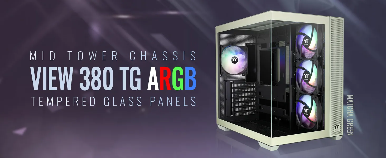 Thermaltake View 380 TG ARGB Matcha Green Mid Tower Cabinet overview 1