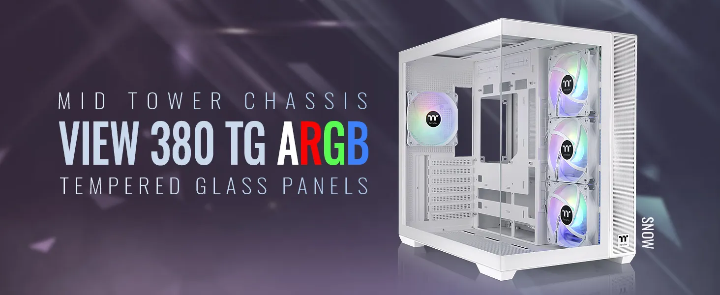 Thermaltake View 380 TG ARGB Snow (ATX) Mid Tower Cabinet (White) overview 2