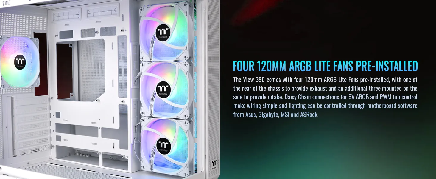 Thermaltake View 380 TG ARGB Snow (ATX) Mid Tower Cabinet (White) overview 7