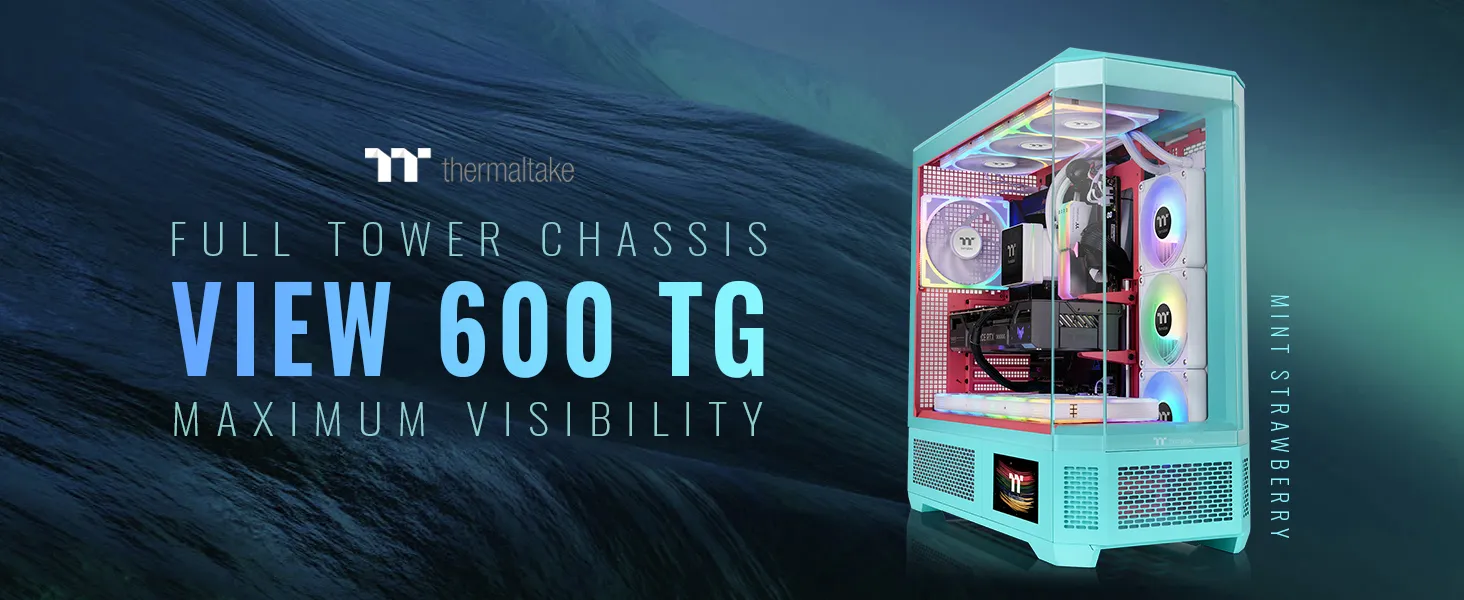 Thermaltake View 600 TG E-ATX Full Tower Case - (Mint Strawberry) overview 1
