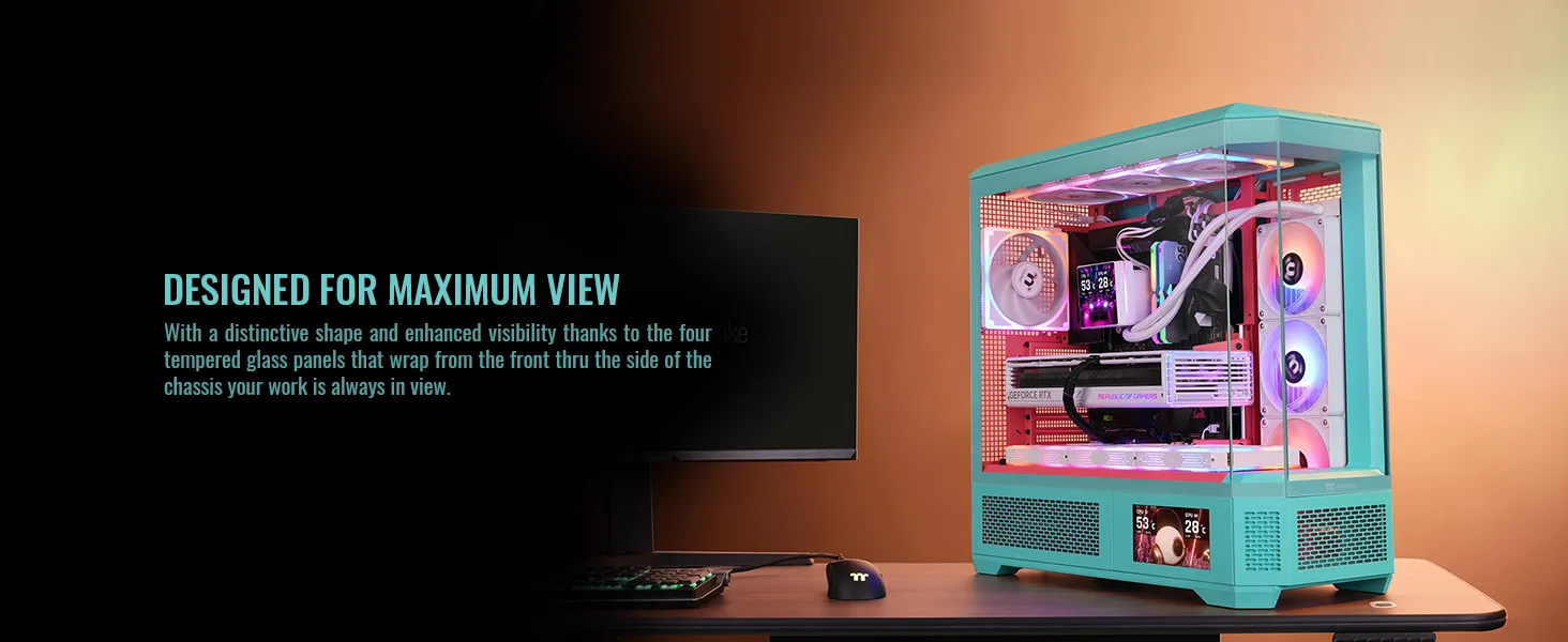 Thermaltake View 600 TG E-ATX Full Tower Case - (Mint Strawberry) overview 4
