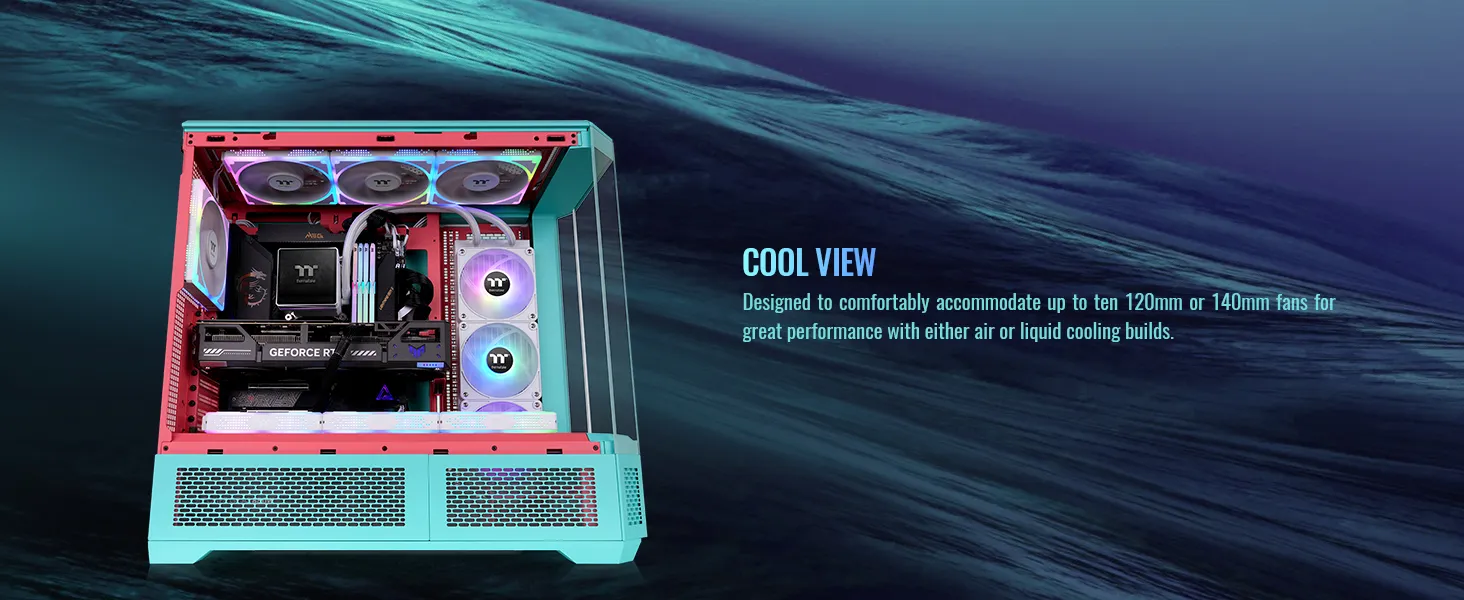Thermaltake View 600 TG E-ATX Full Tower Case - (Mint Strawberry) overview 6