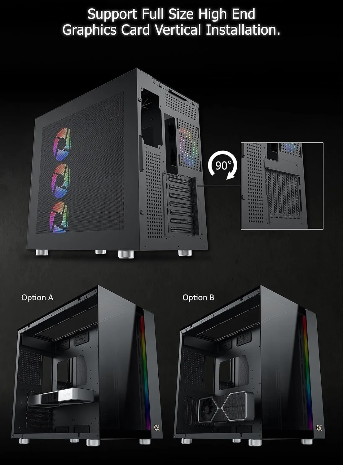 Xigmatek Aqua Ultra ARGB (E-ATX) Mid Tower Cabinet (Black) overview 3