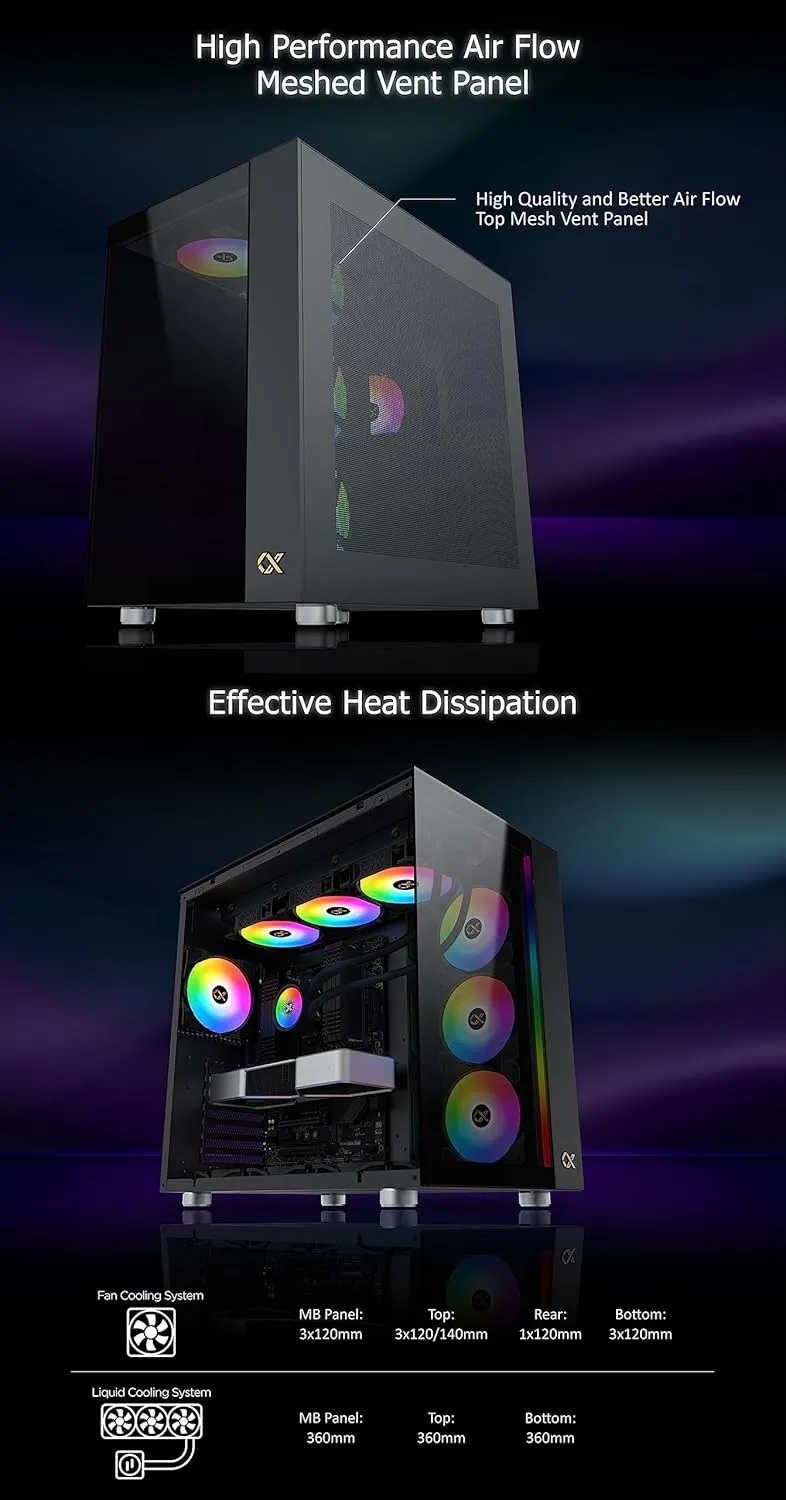 Xigmatek Aqua Ultra ARGB (E-ATX) Mid Tower Cabinet (Black) overview 4