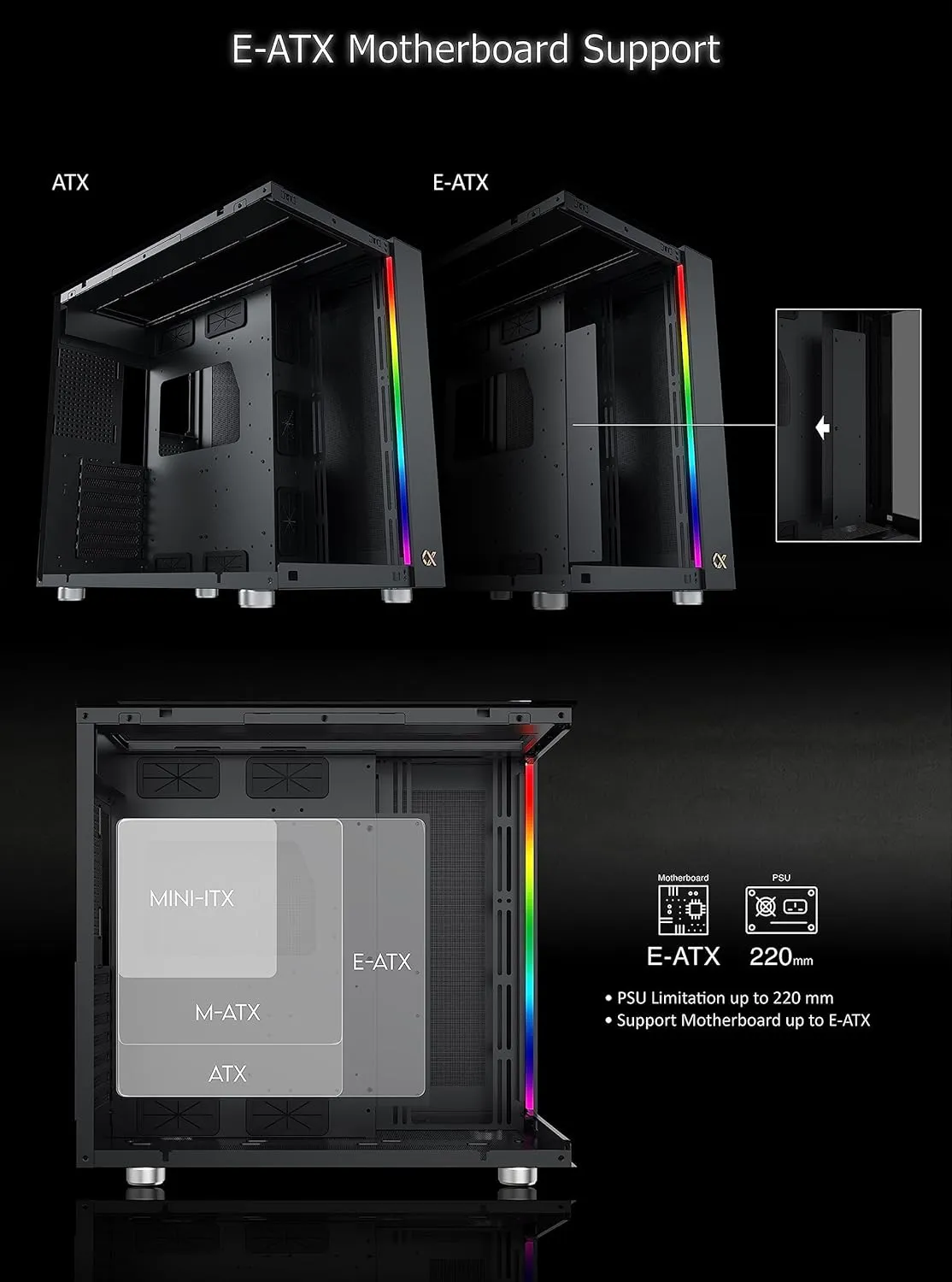 Xigmatek Aqua Ultra ARGB (E-ATX) Mid Tower Cabinet (Black) overview 5