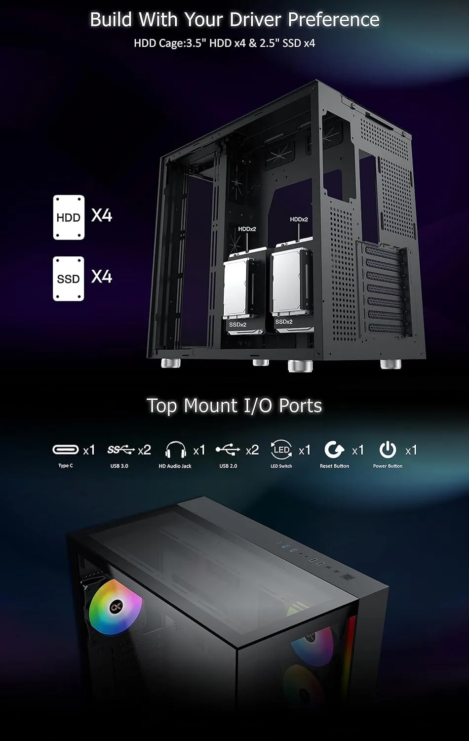 Xigmatek Aqua Ultra ARGB (E-ATX) Mid Tower Cabinet (Black) overview 6
