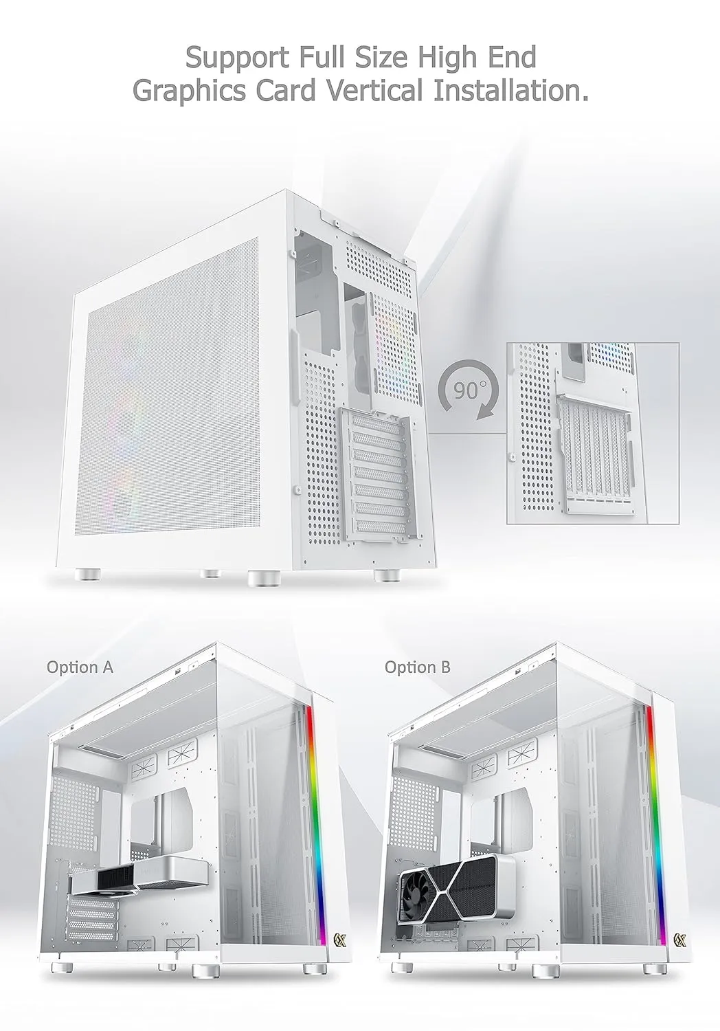 Xigmatek Aqua Ultra Arctic ARGB (E-ATX) Mid Tower Cabinet (White) overview 4