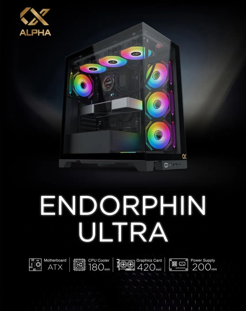 Xigmatek Endorphin Ultra ARGB (E-ATX) Mid Tower Cabinet (Black) overview 9