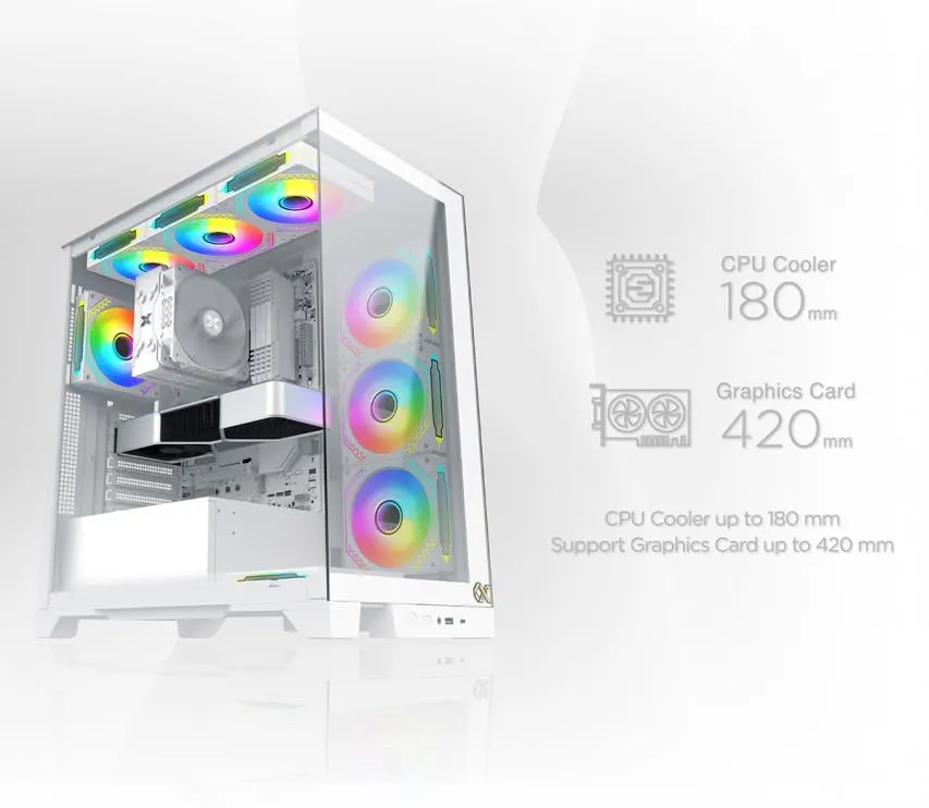 Xigmatek Endorphin Ultra Arctic ARGB (E-ATX) Mid Tower Cabinet (White) overview 14