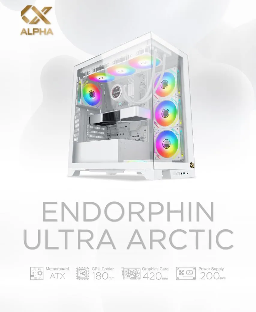 Xigmatek Endorphin Ultra Arctic ARGB (E-ATX) Mid Tower Cabinet (White) overview 9