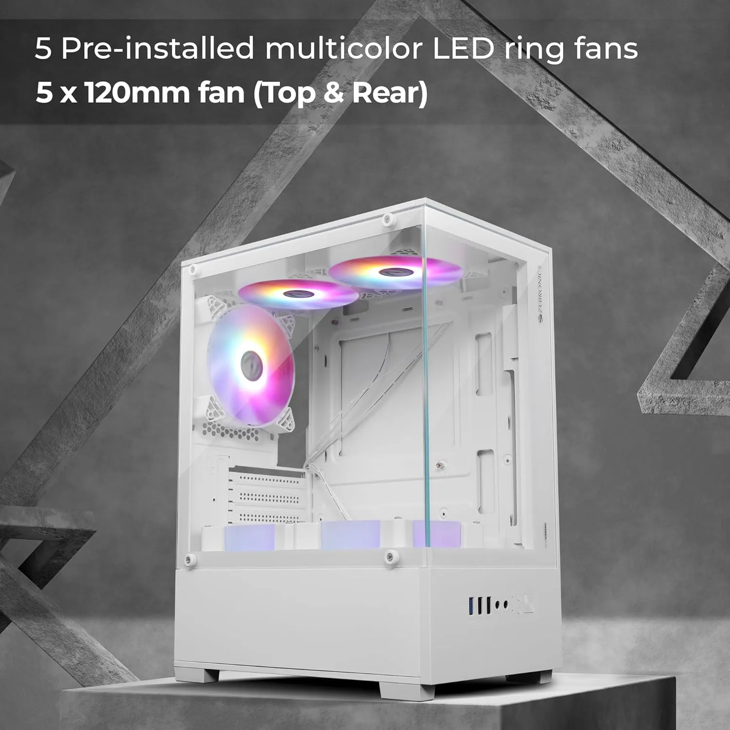 ZEBRONICS ICEBERG Premium Gaming Chassis - White overview 5