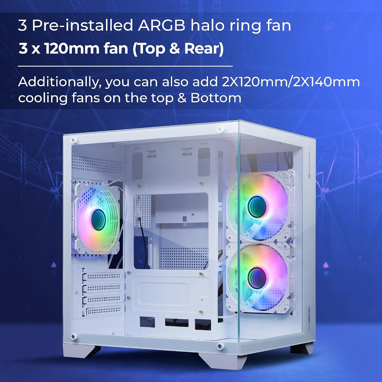 ZEBRONICS MERCURY Premium Gaming Cabinet - White overview 2