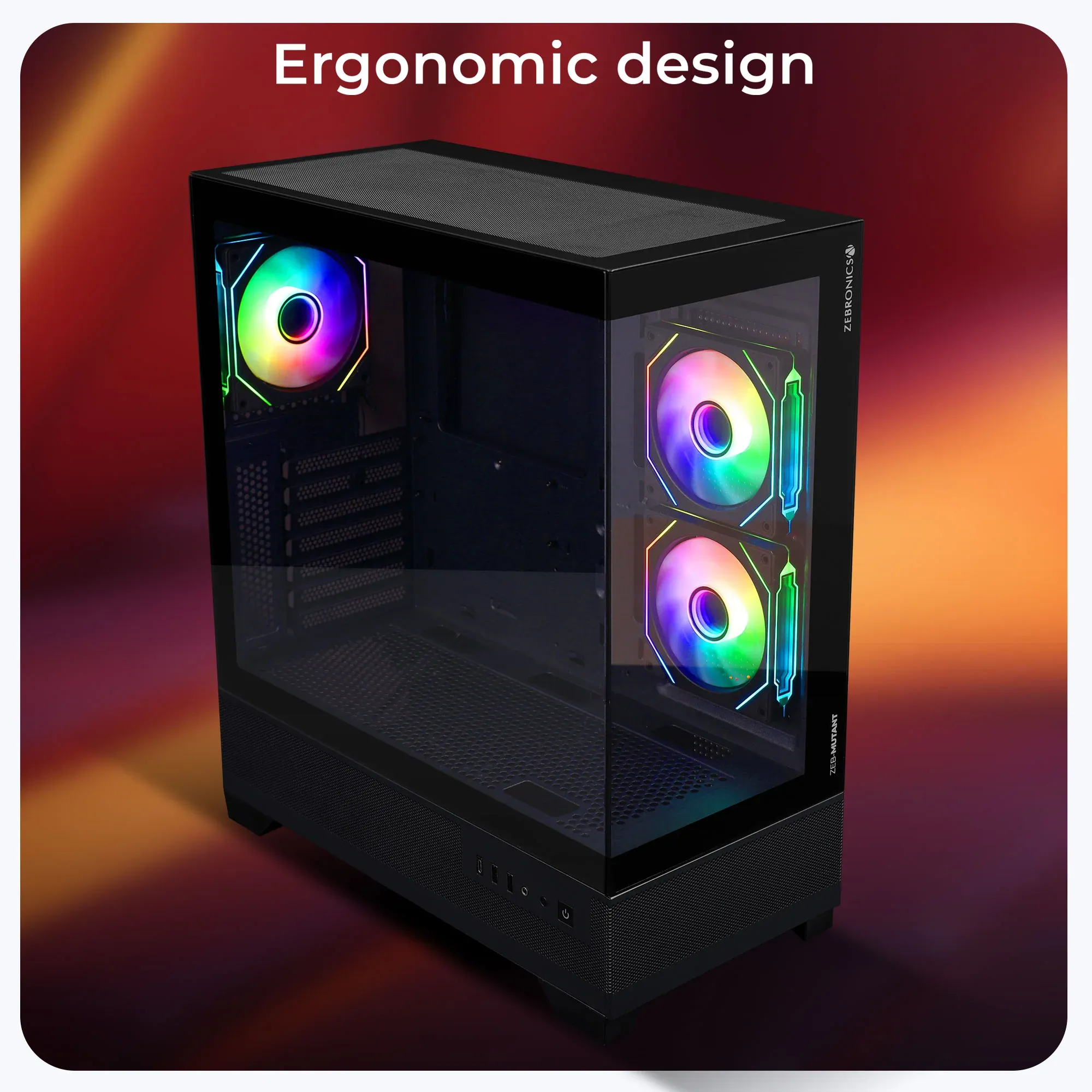 ZEBRONICS Mutant ARGB MATX Mid Tower Cabinet (Black) overview 1