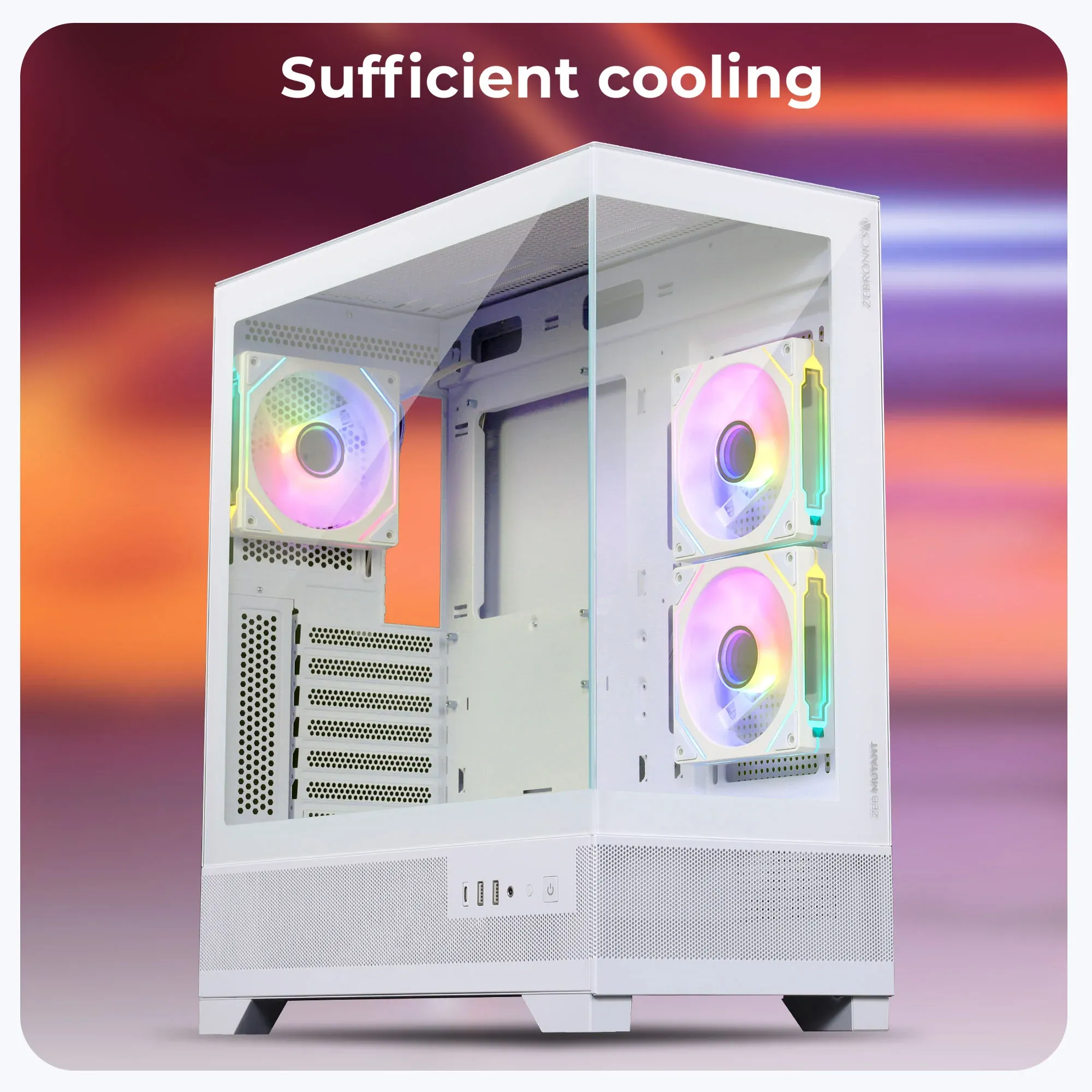 ZEBRONICS Mutant ARGB MATX Mid Tower Cabinet (White) overview 2