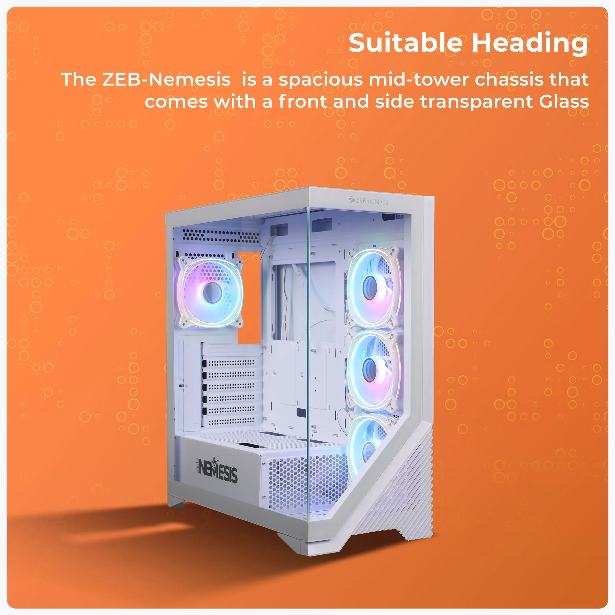 ZEBRONICS Nemesis Premium Gaming Cabinet - White overview 2