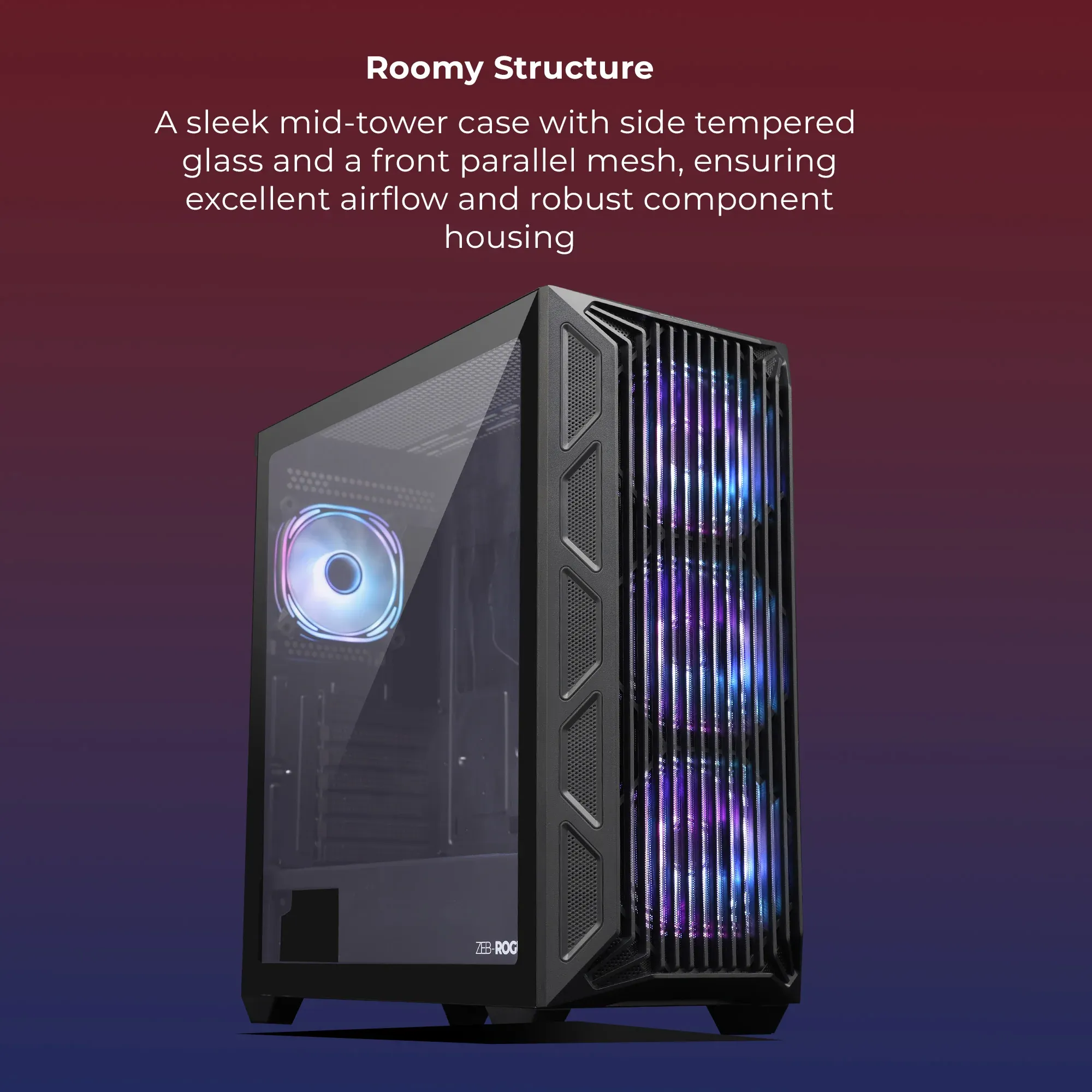 ZEBRONICS Rogue Mid Tower Cabinet (Black) overview 7