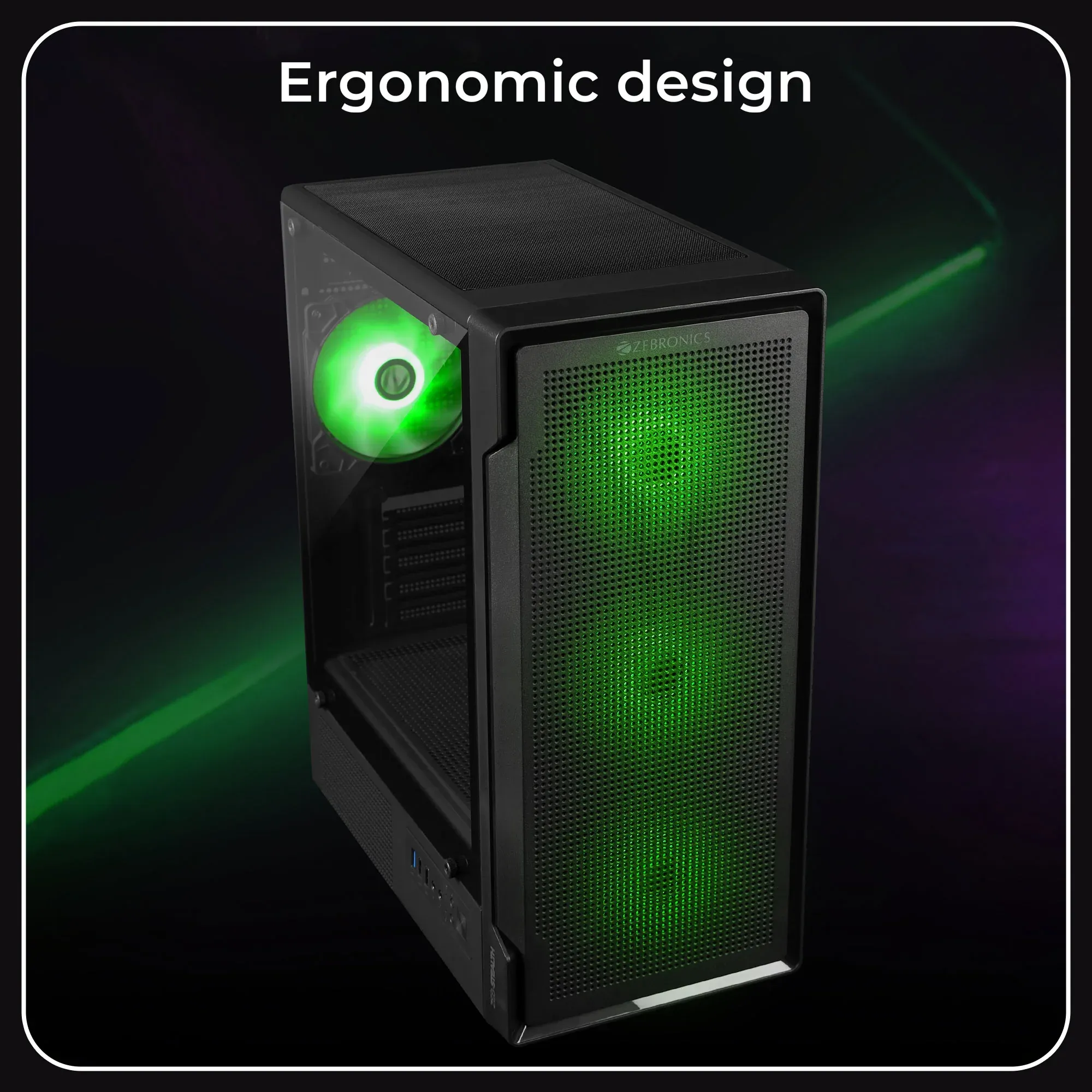 ZEBRONICS Stealth ARGB MATX Mini Tower Cabinet ( White ) overview 1