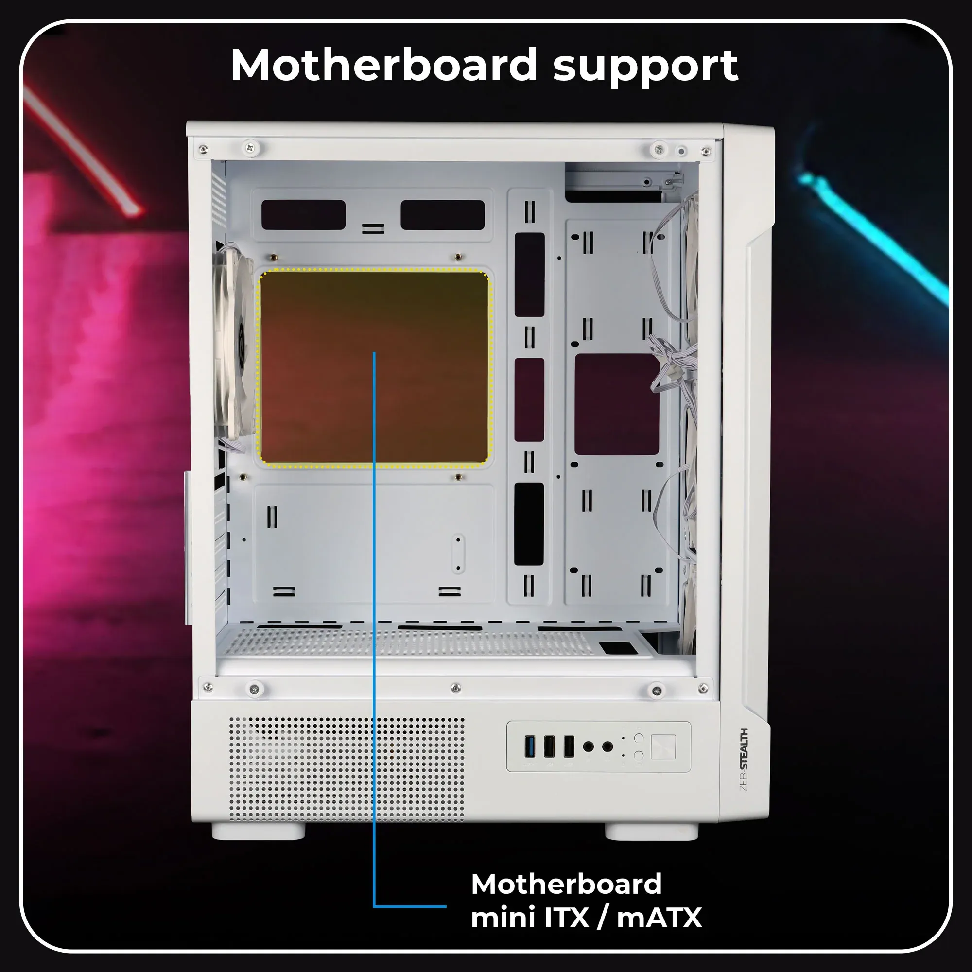 ZEBRONICS Stealth ARGB MATX Mini Tower Cabinet ( White ) overview 4