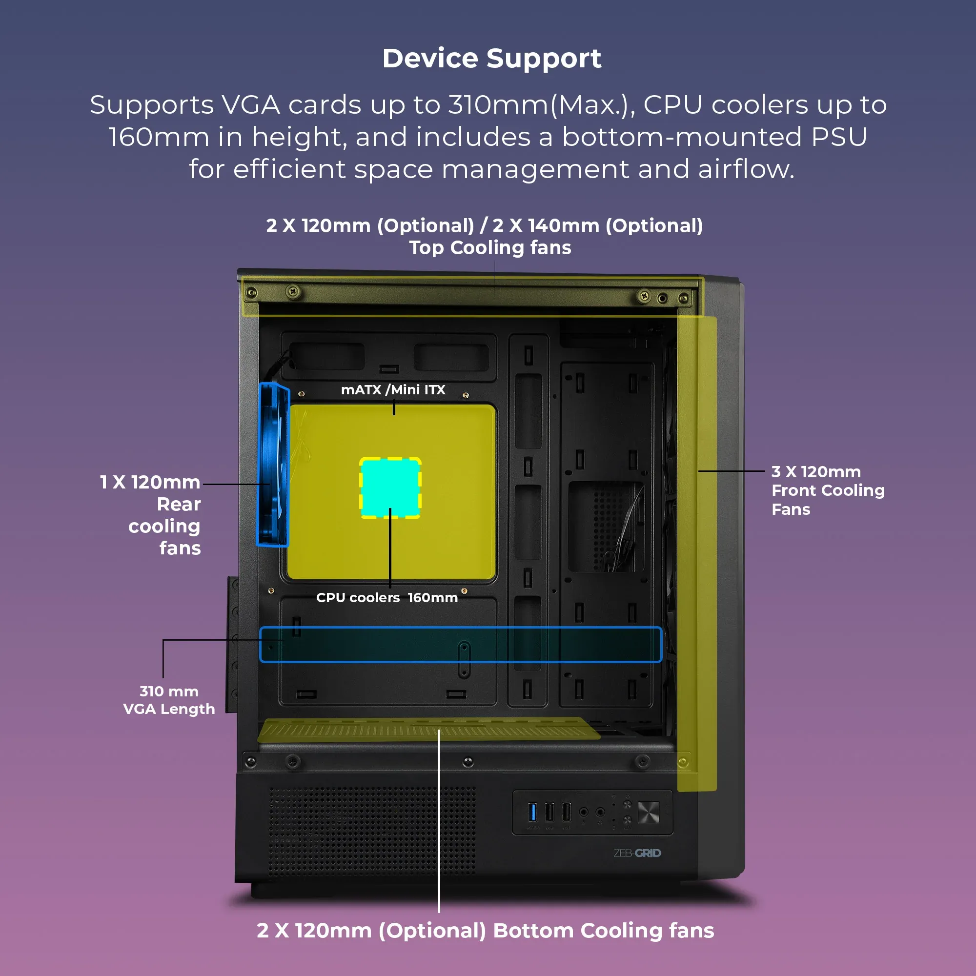 ZEBRONICS Zeb Grid mATX Cabinet overview 7
