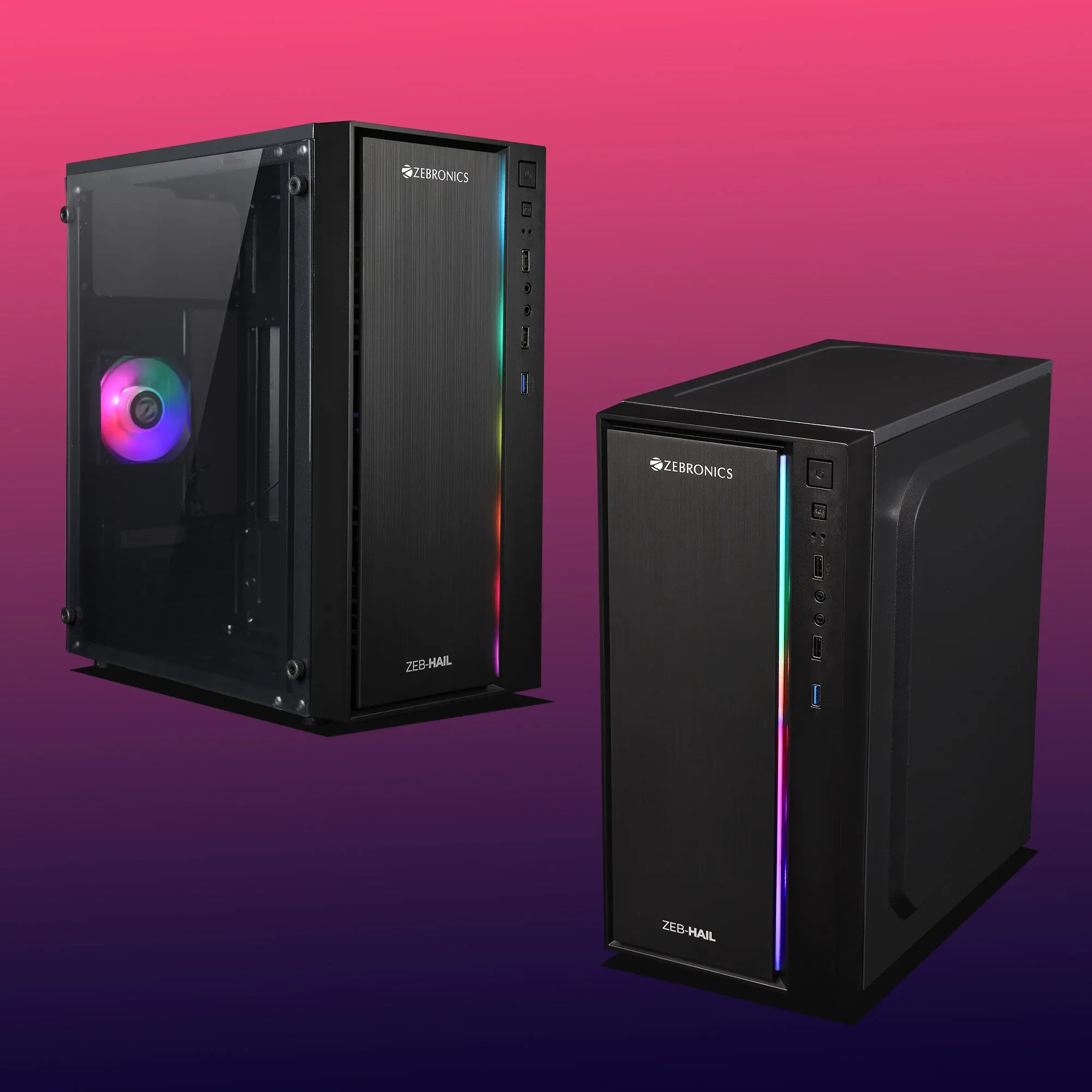 ZEBRONICS Zeb-Hail Mid-Tower Premium Gaming Cabinet-Black overview 1