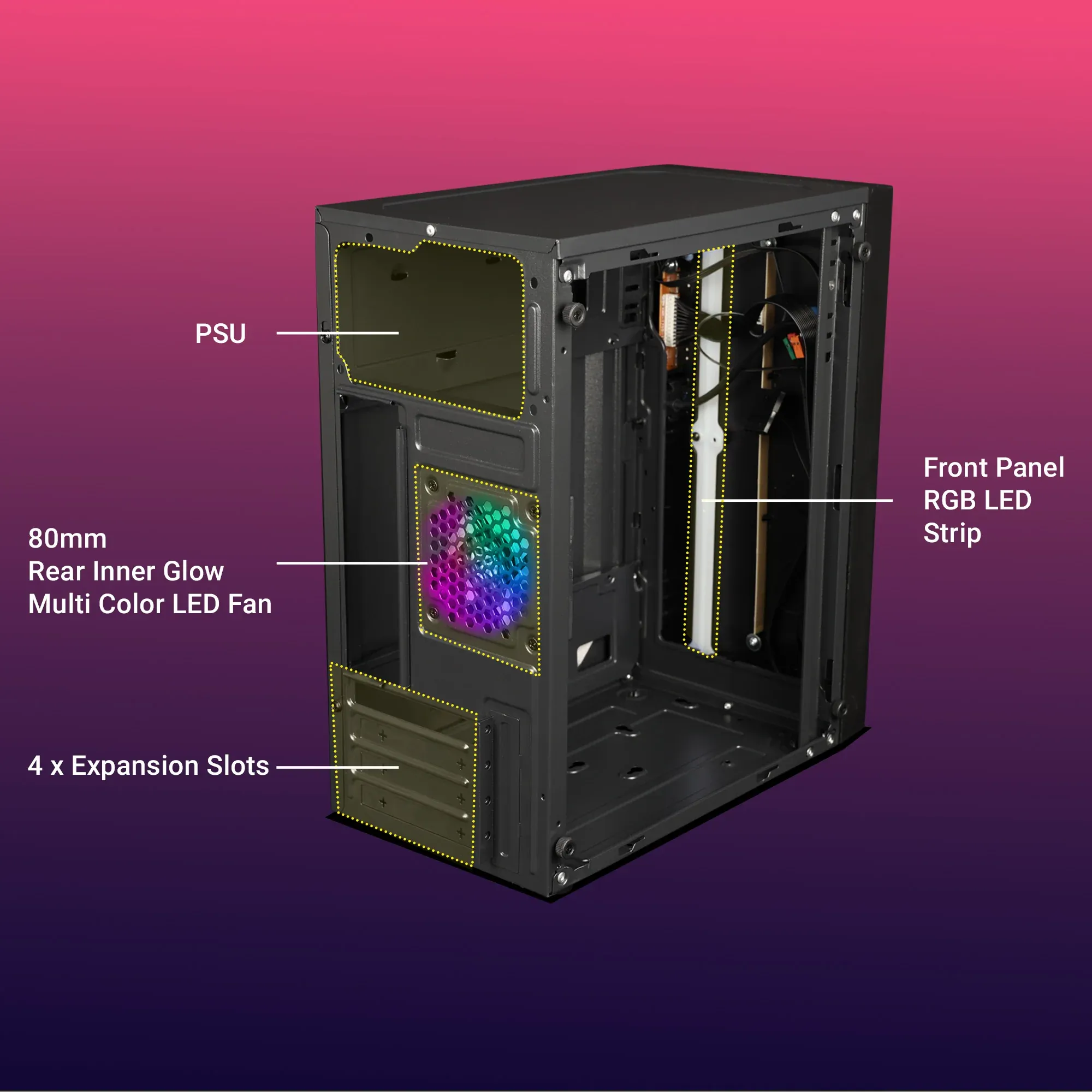 ZEBRONICS Zeb-Hail Mid-Tower Premium Gaming Cabinet-Black overview 2