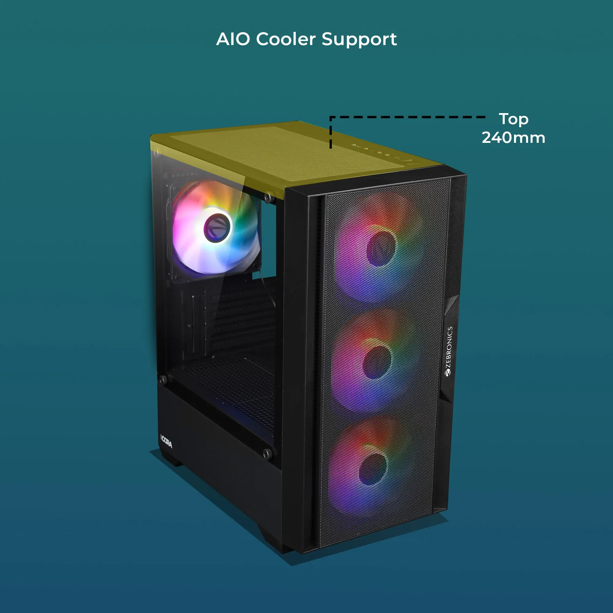Zebronics ZEB-CORA Mid-Tower Gaming Cabinet Black overview 2