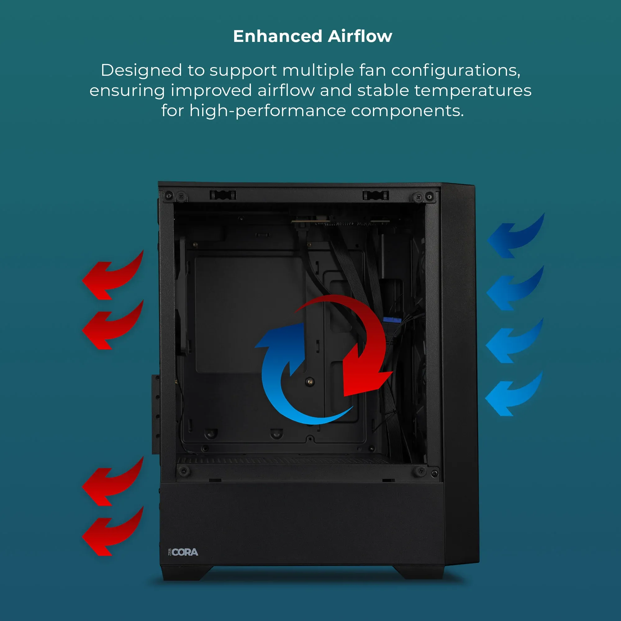 Zebronics ZEB-CORA Mid-Tower Gaming Cabinet Black overview 3