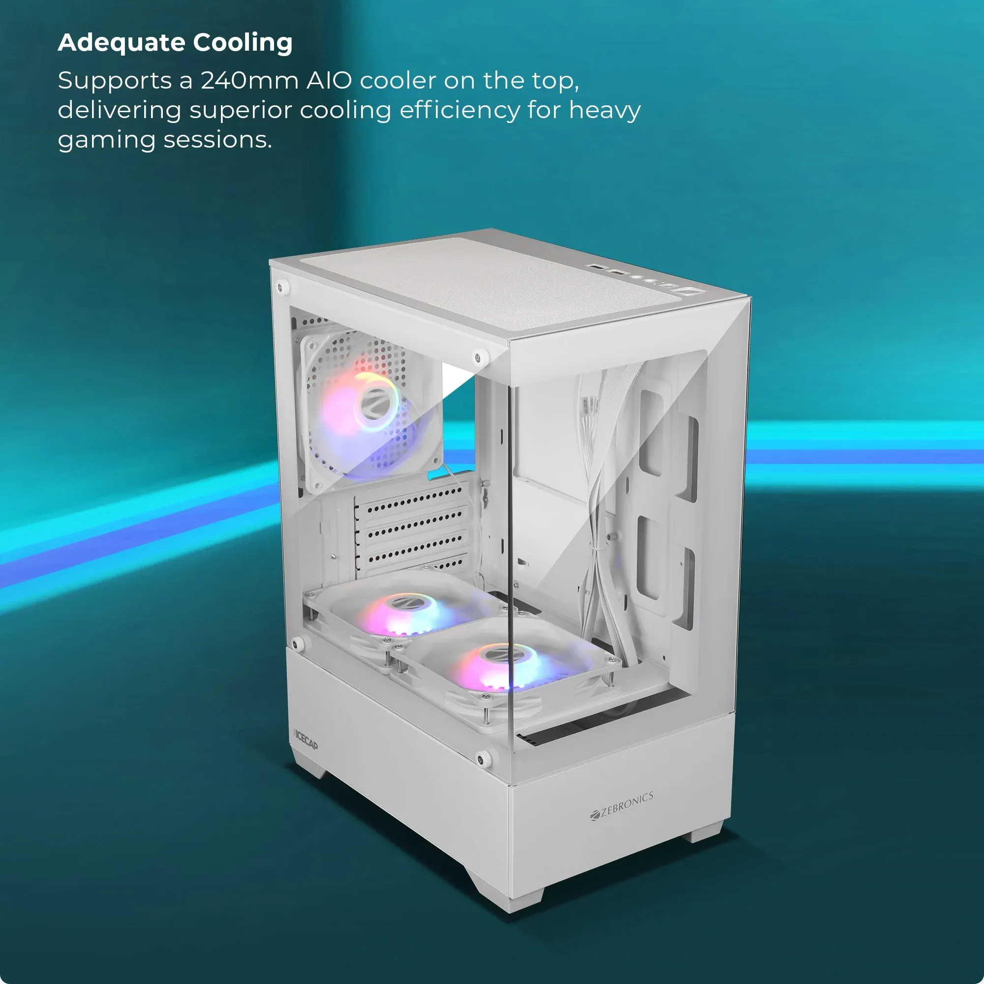 Zebronics ZEB-ICECAP ARGB Mid-Tower Gaming Cabinet Black overview 1