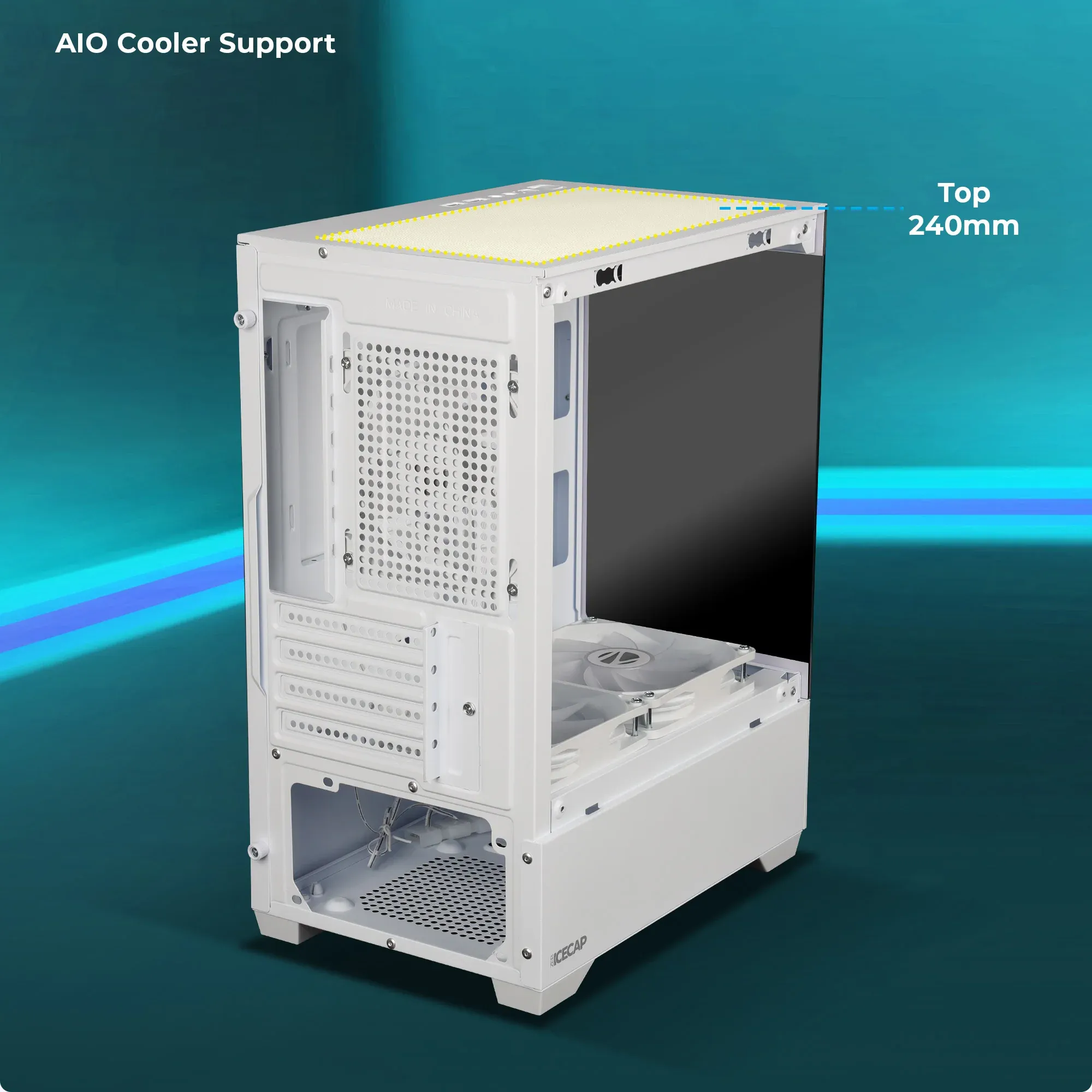 Zebronics ZEB-ICECAP ARGB Mid-Tower Gaming Cabinet White overview 2