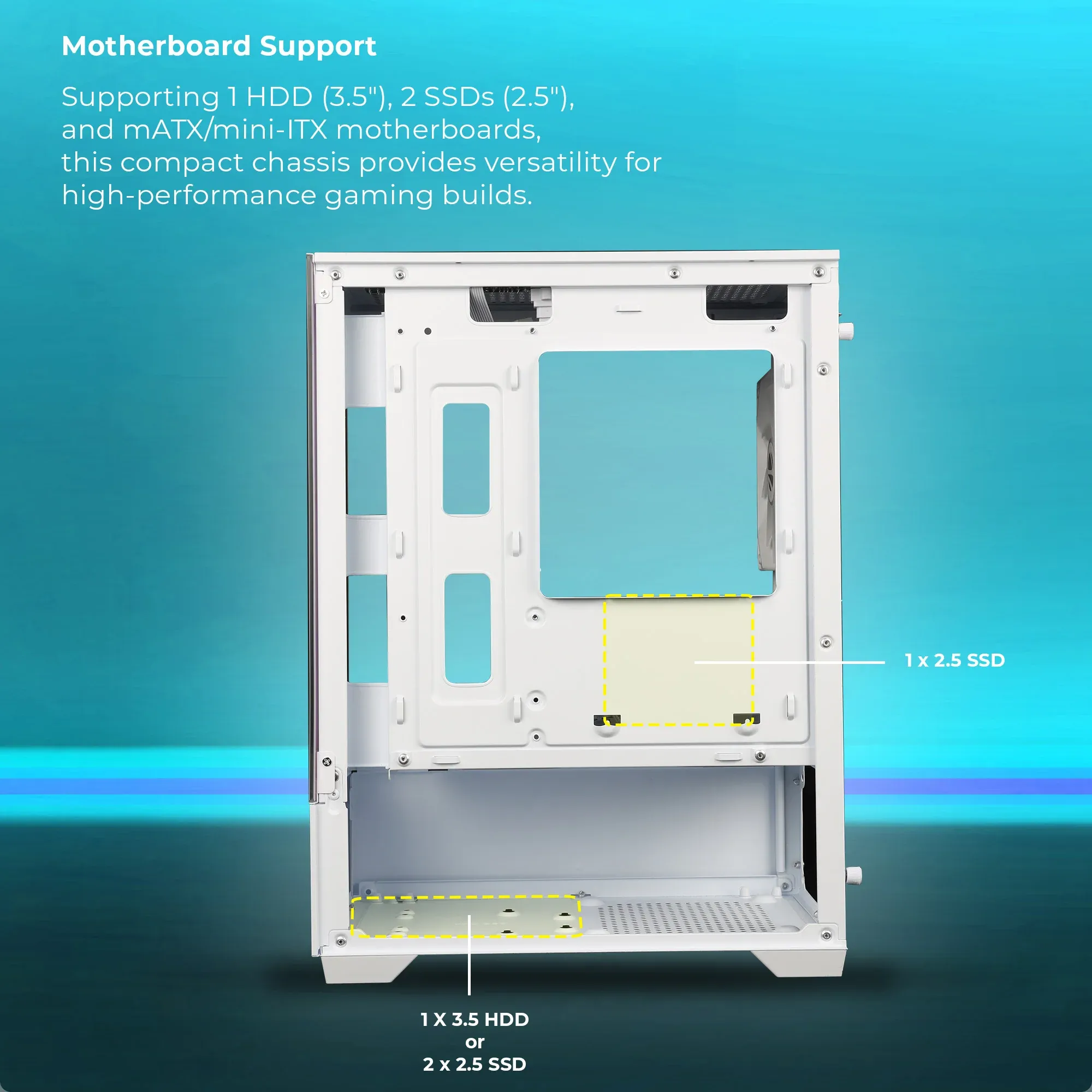 Zebronics ZEB-ICECAP ARGB Mid-Tower Gaming Cabinet White overview 4
