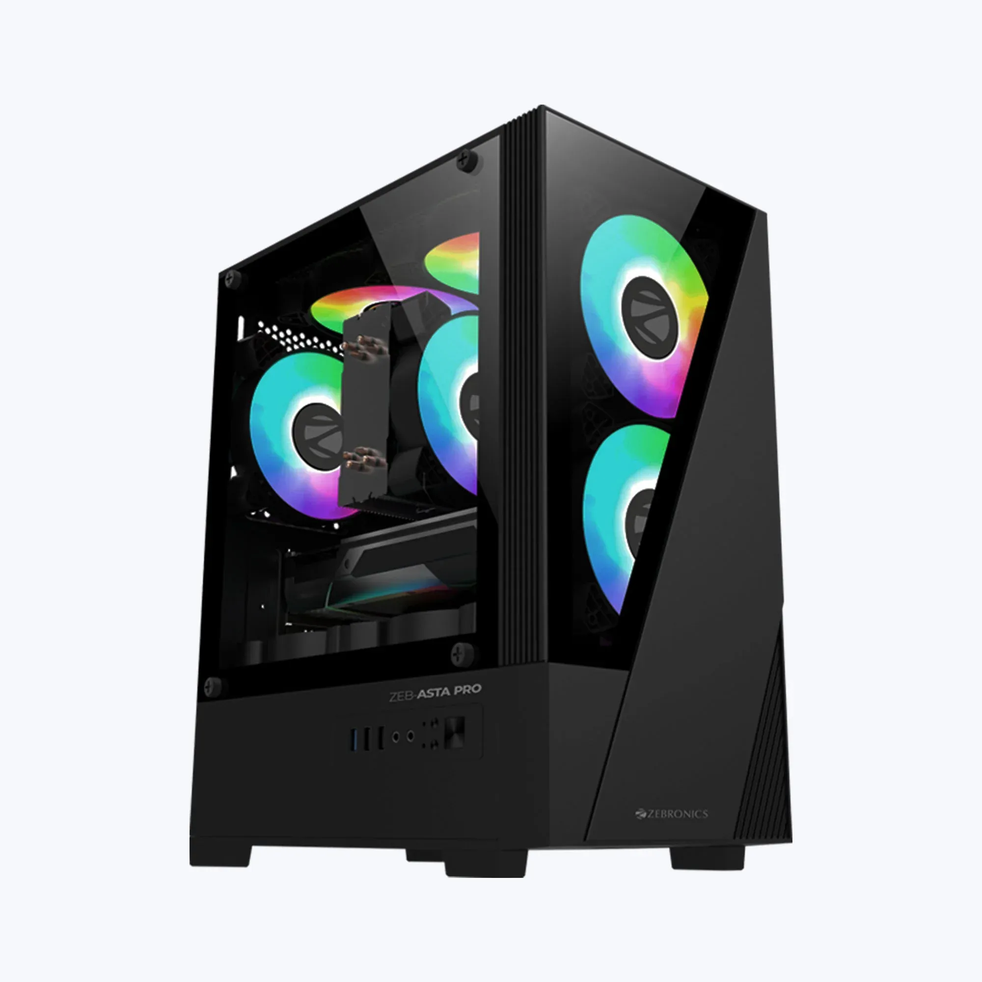 Zebronics Zeb Asta Pro mATX Mini Tower Tempered Glass Gaming Cabinet With RGB LED Fans (Black) overview 1