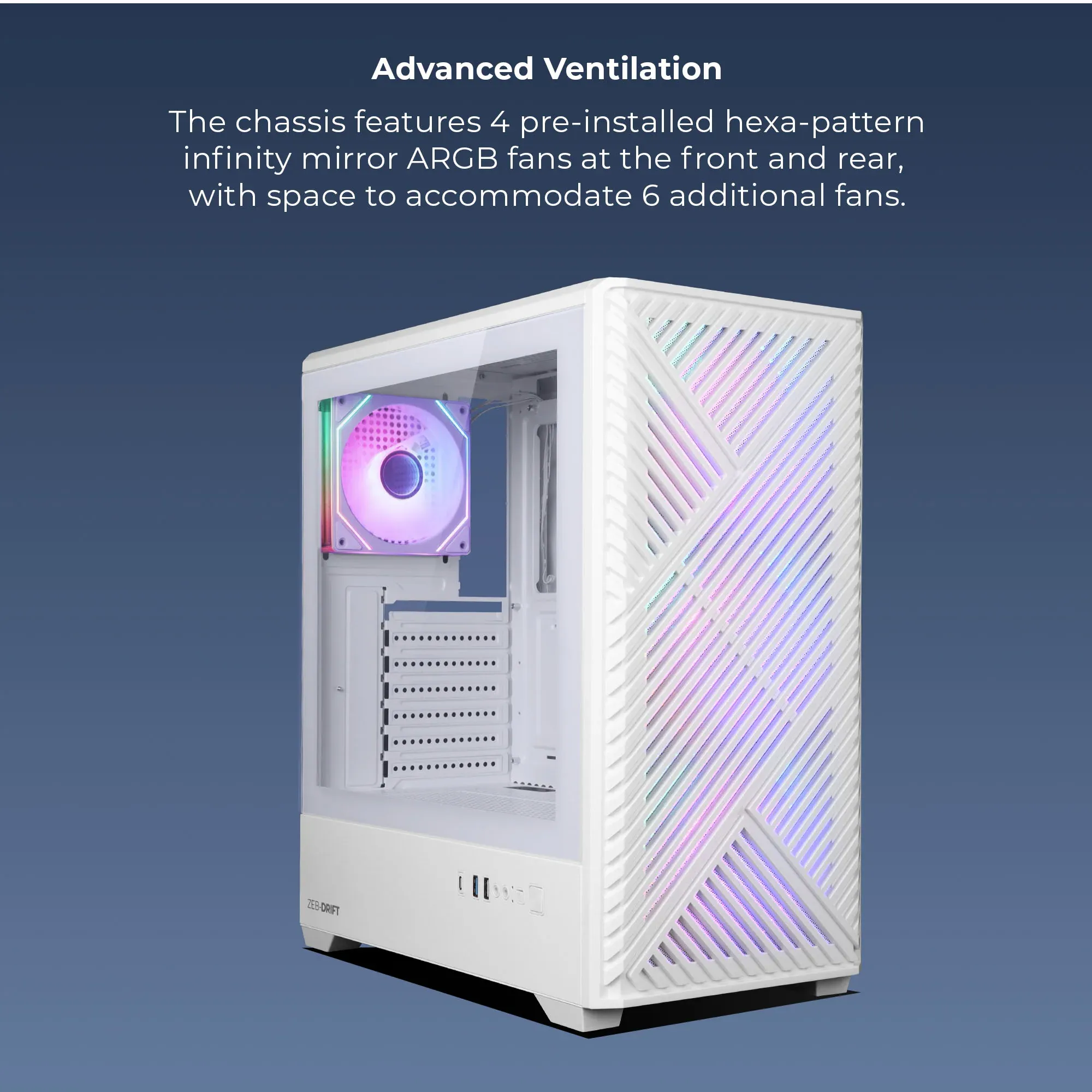 Zebronics Zeb Drift Premium Gaming Cabinet (White) overview 1