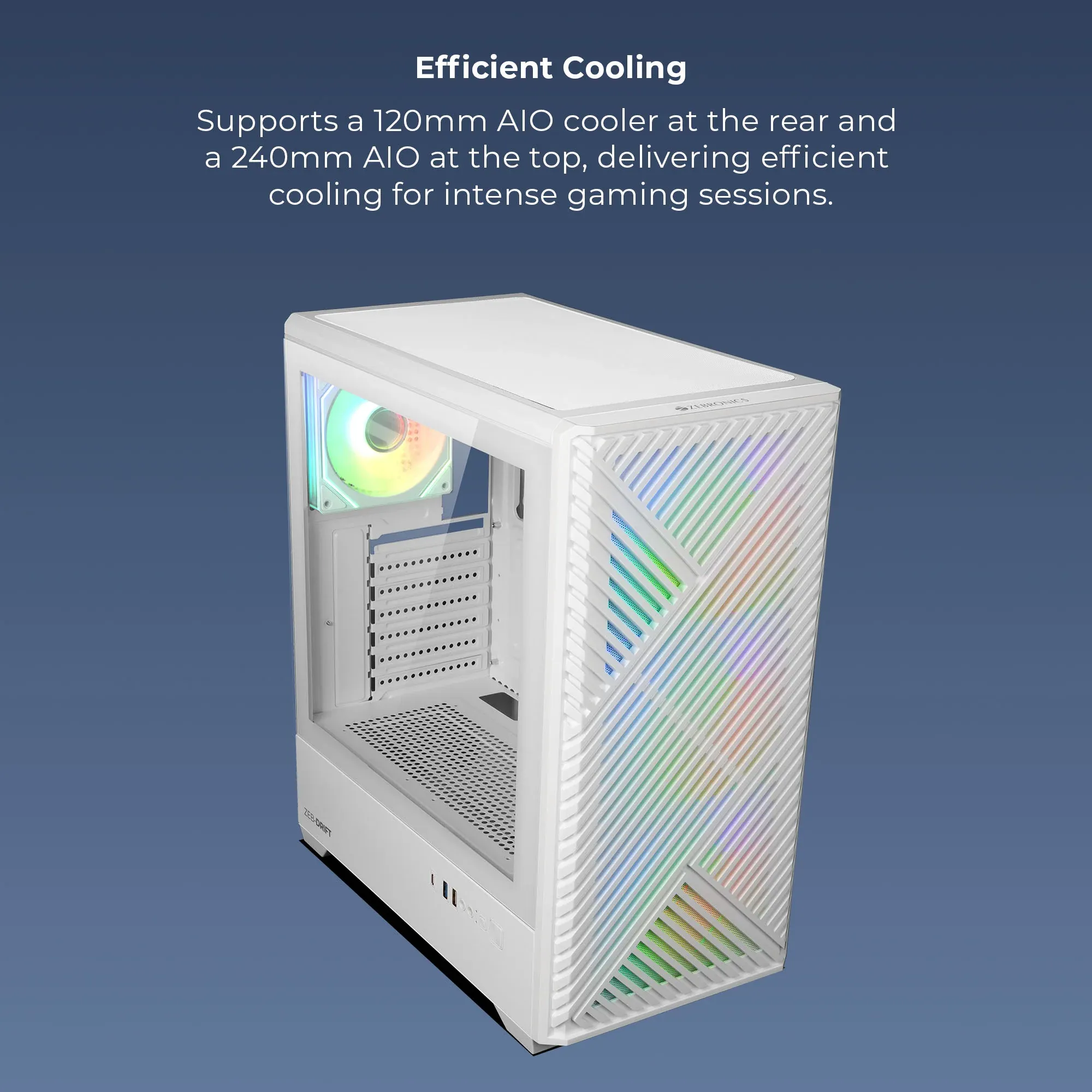 Zebronics Zeb Drift Premium Gaming Cabinet (White) overview 2