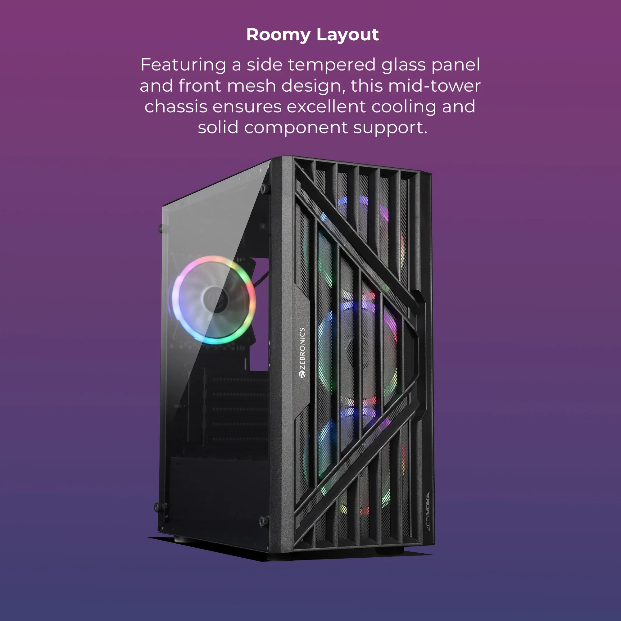 Zebronics Zeb Voxa Black Gaming Cabinet overview 1