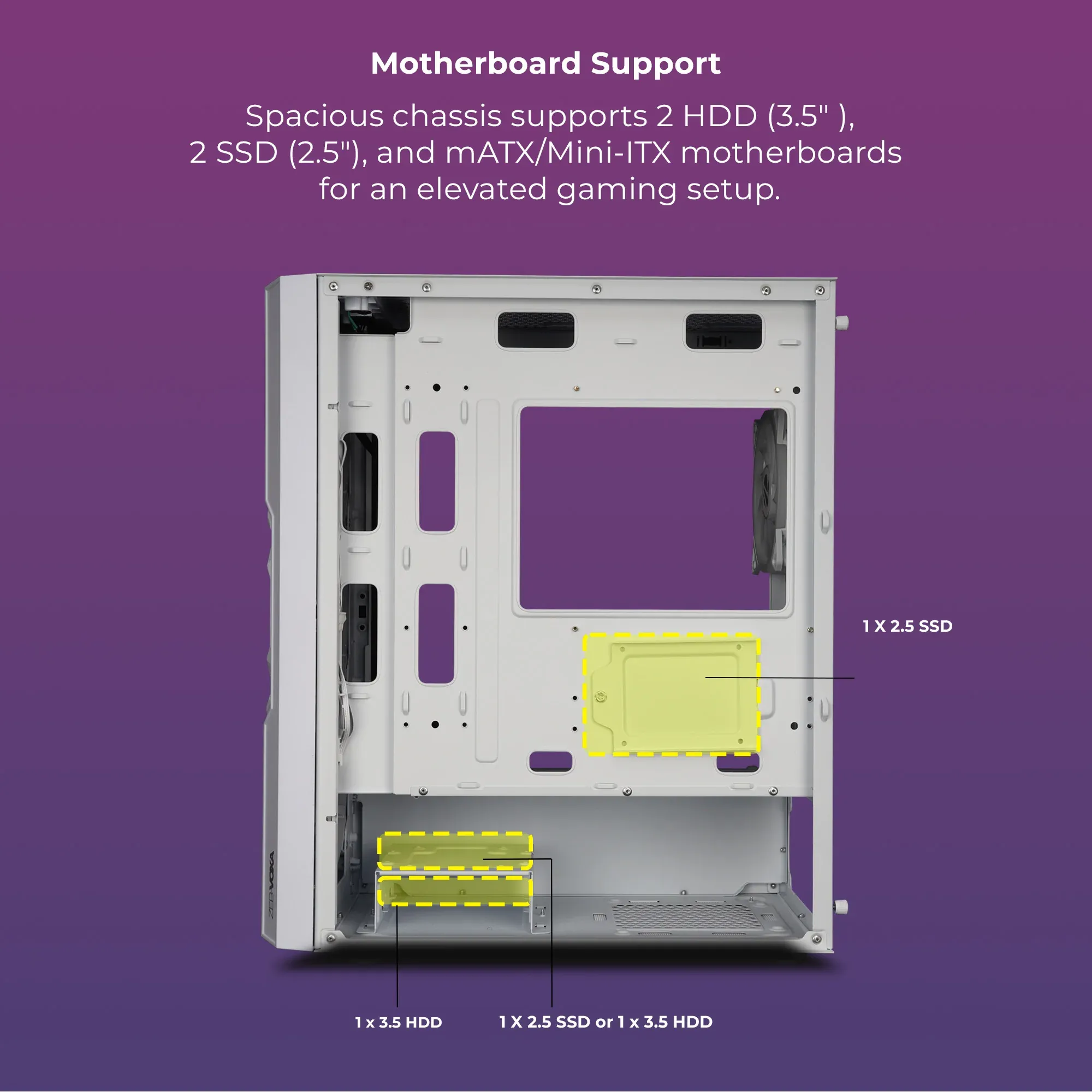 Zebronics Zeb Voxa White Gaming Cabinet overview 4