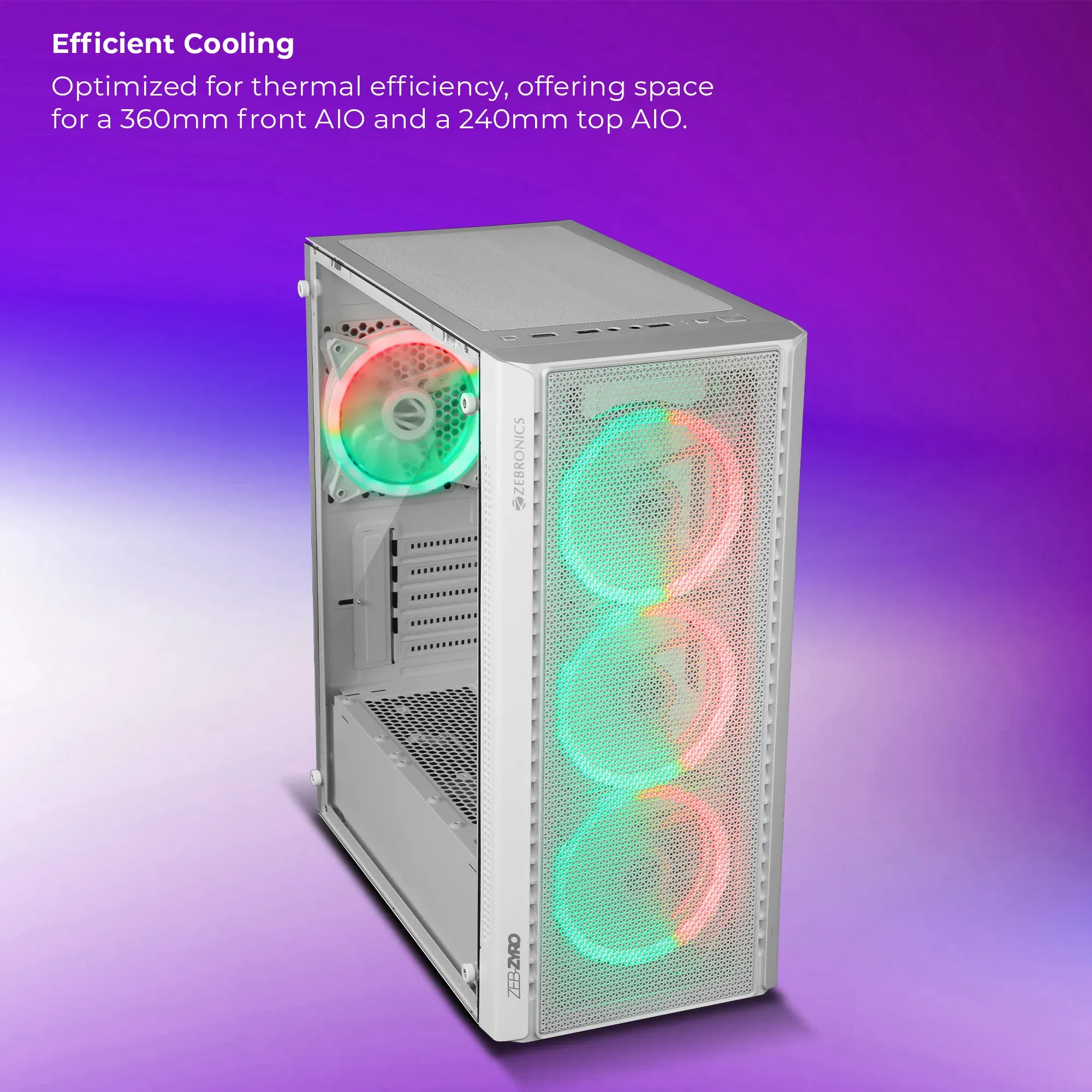 Zebronics Zeb Zyro Premium Gaming Cabinet (White) overview 1