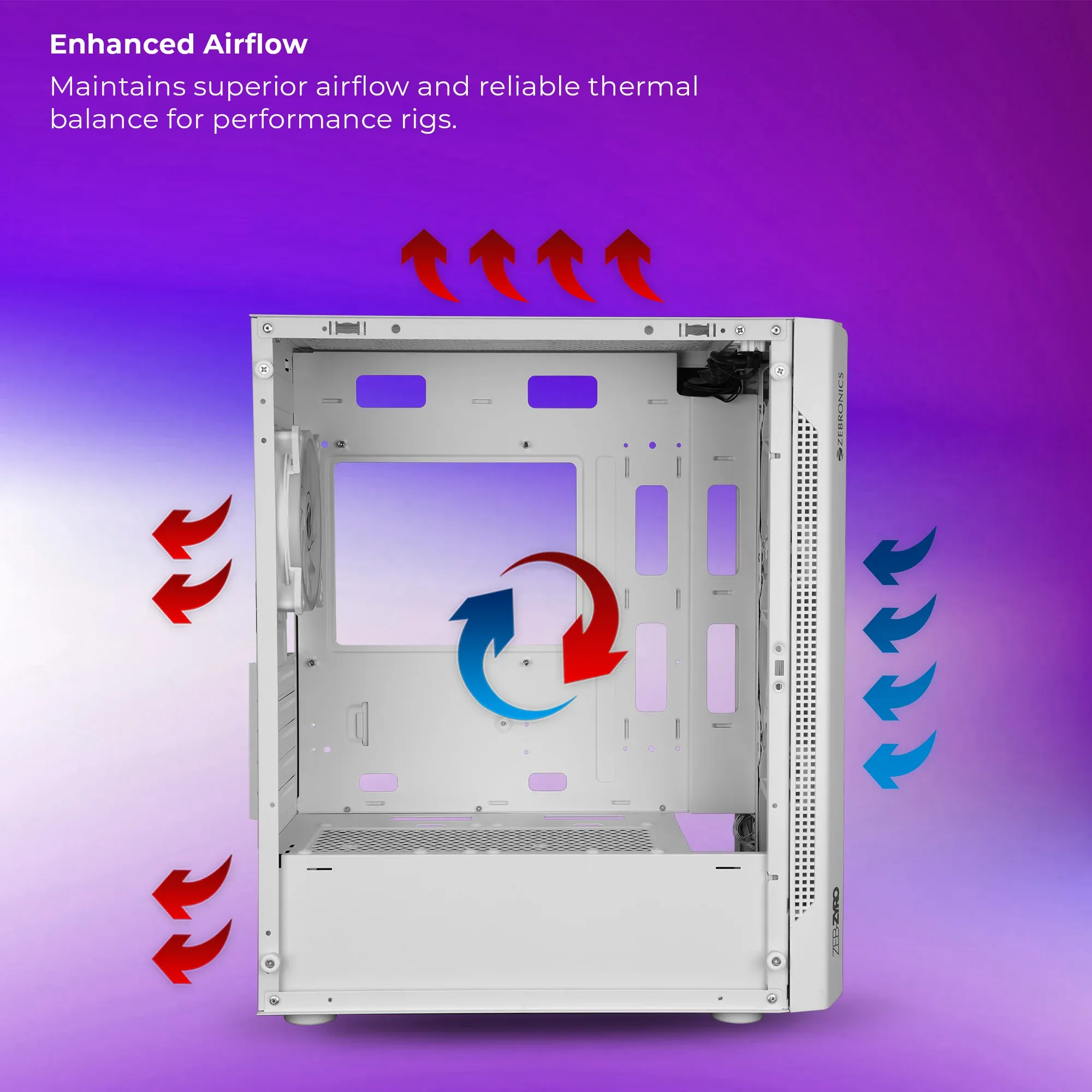 Zebronics Zeb Zyro Premium Gaming Cabinet (White) overview 2