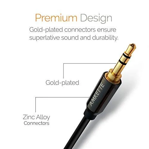 Amkette Aux Premium Audio Cable 1.2 Meter (Black) overview 1