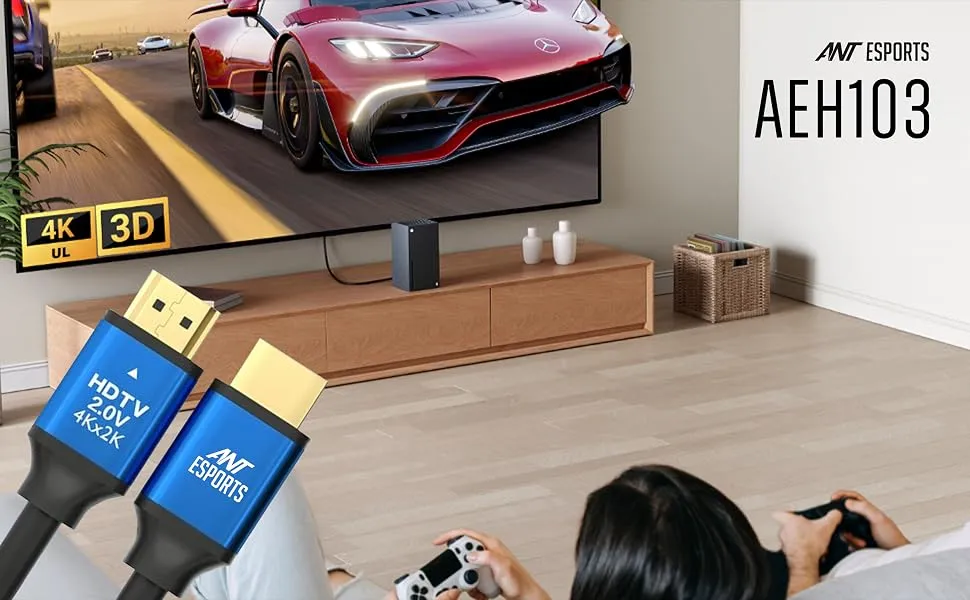 Ant Esports AEH103 4K HDMI Cable with Blue Metal Cap – 3 Meters overview 1