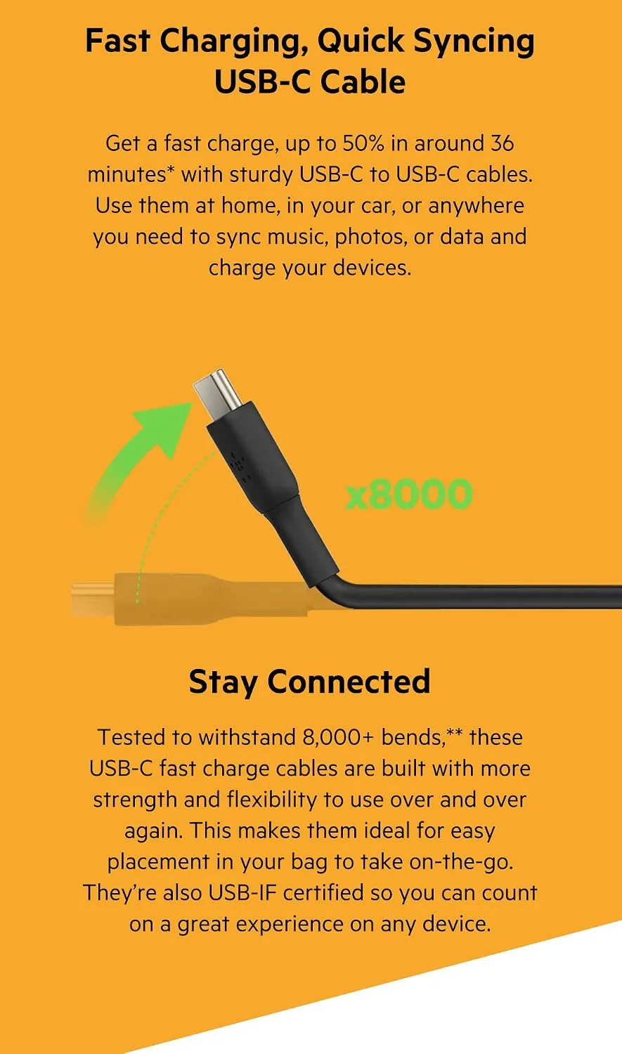 Belkin Boost Charge USB Type-C Cable (3.3', Black) overview 2