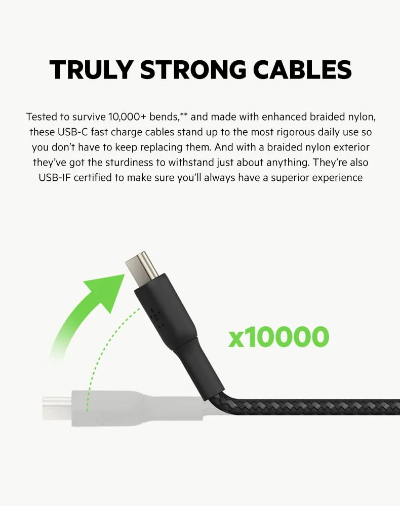 Belkin Boost Charge USB-C to USB-A Cable (2m / 6.6ft, Black) CAB002BT2MBK overview 3