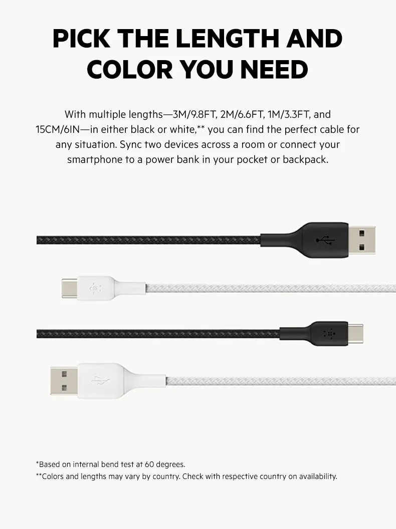 Belkin Boost Charge USB-C to USB-A Cable (2m / 6.6ft, Black) CAB002BT2MBK overview 4
