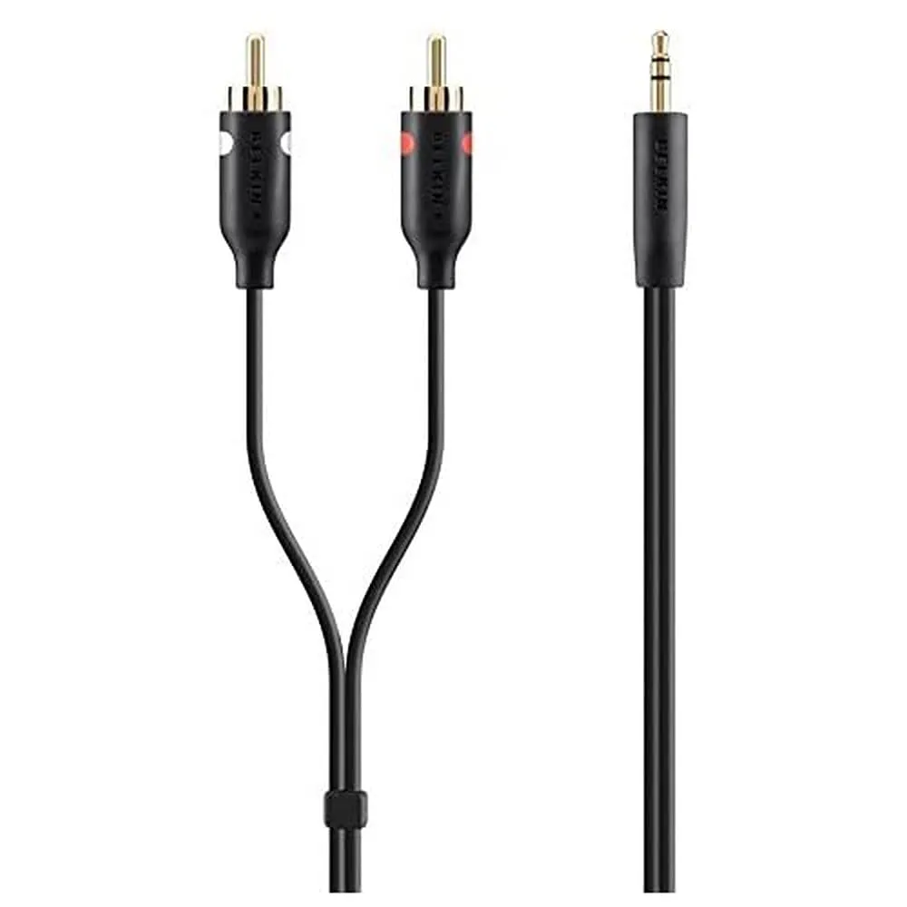 Belkin F3Y116BT2M 2-Meter Stereo to RCA Portable Audio Cable for Smartphone (Black/Gold) overview 1