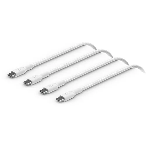 Belkin USB-IF Certified Braided 60 W USB-C to USB-C (Type C) Charge cable | iPhone 16, 15, 14, 13 | 6.6 Feet / 2 Meter (2 Pack), White