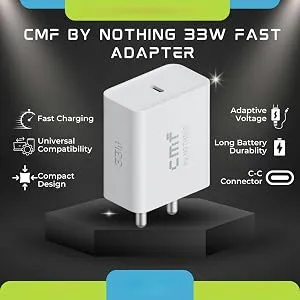 CMF by Nothing 33W Type-C Power Fast Charger Adapter | Compatible with CMF Phone 1, Nothing Phone 2a Plus, Phone 2a, Phone 2, Phone 1 | Quick Charge 3A Wall Charging for Android (White, Without Cable) overview 11