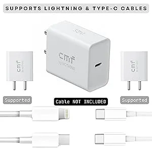 CMF by Nothing 33W Type-C Power Fast Charger Adapter | Compatible with CMF Phone 1, Nothing Phone 2a Plus, Phone 2a, Phone 2, Phone 1 | Quick Charge 3A Wall Charging for Android (White, Without Cable) overview 8