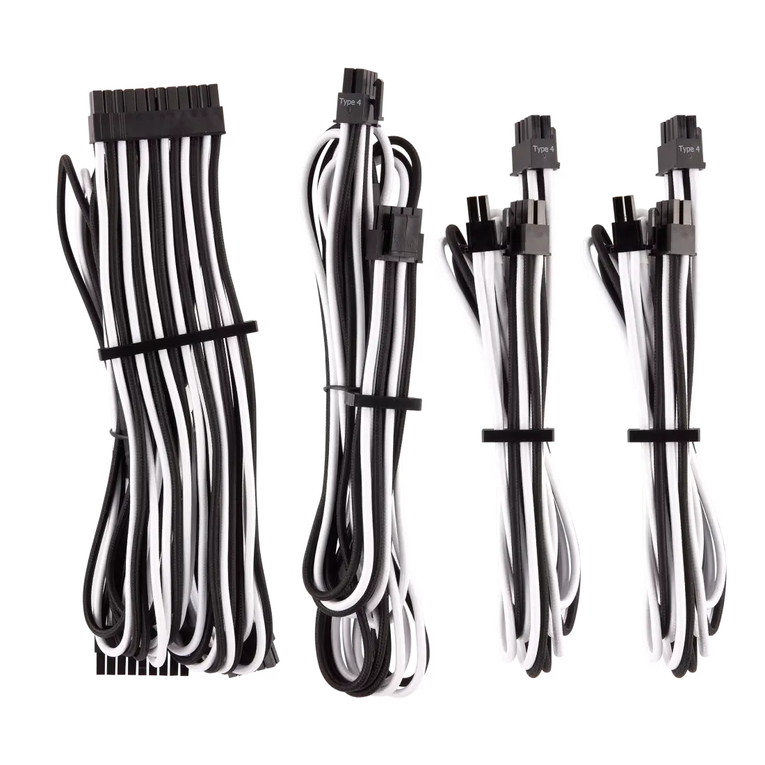 Corsair PSU Premium Sleeved Cables (White-Black) overview 1