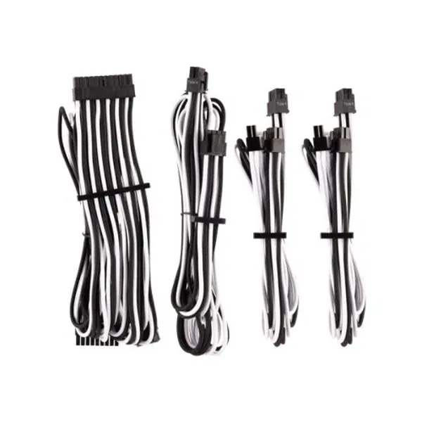 Corsair PSU Premium Sleeved Cables (White-Black)