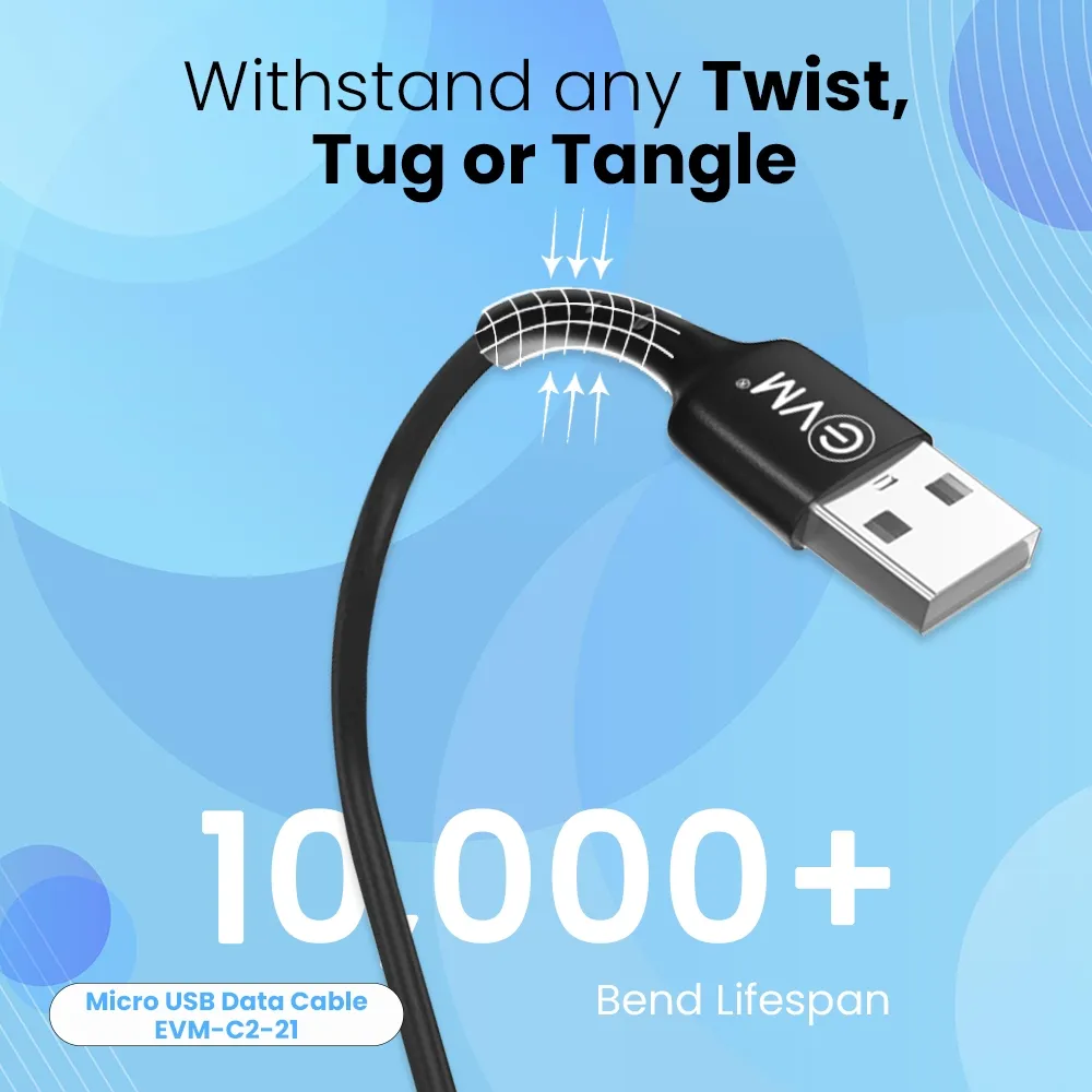 EVM MICRO USB DATA & SYNC CABLE (2 METER, 4 AMP) EVM-C2-21 overview 2